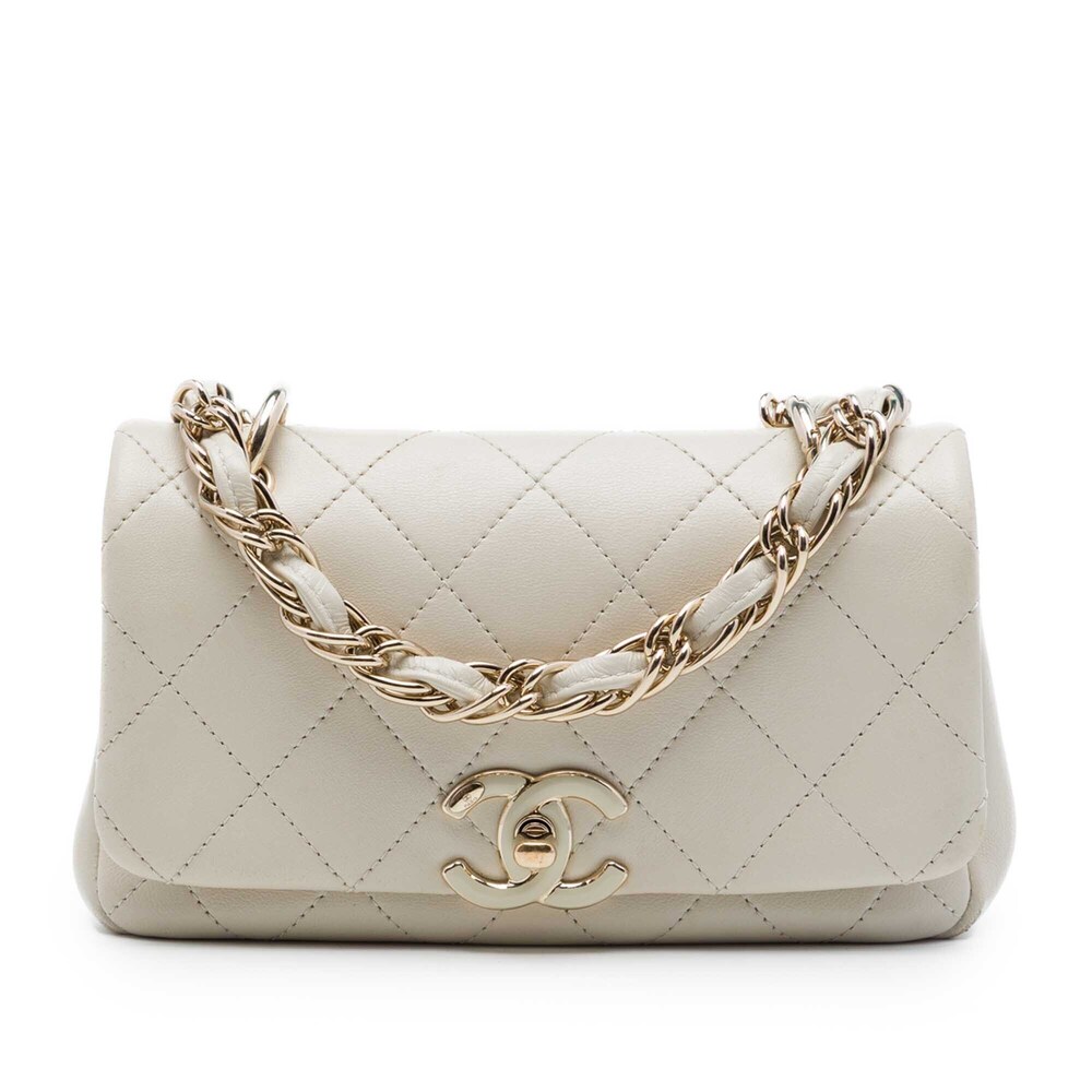Pre-Loved Chanel Medium Quilted Lambskin Twist Chain Enamel CC Flap